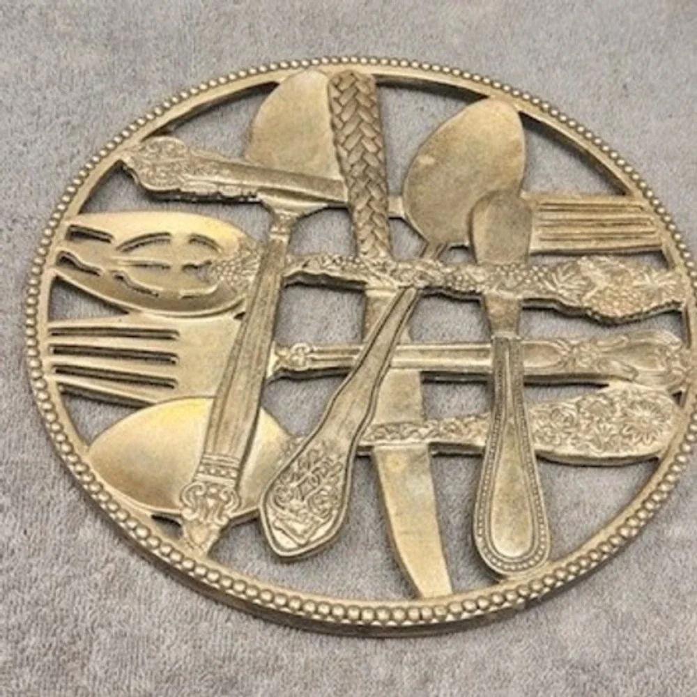Vintage Godinger Silver Plated Flatware Trivet 9 Inch Utensil Wall Decor